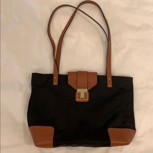 Tory Burch Black Nylon /Leather Tote Bag